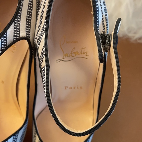 Christian Louboutin Black and White Pinstripe Mary Janes, Size 37 (runs small) - Picture 11 of 15